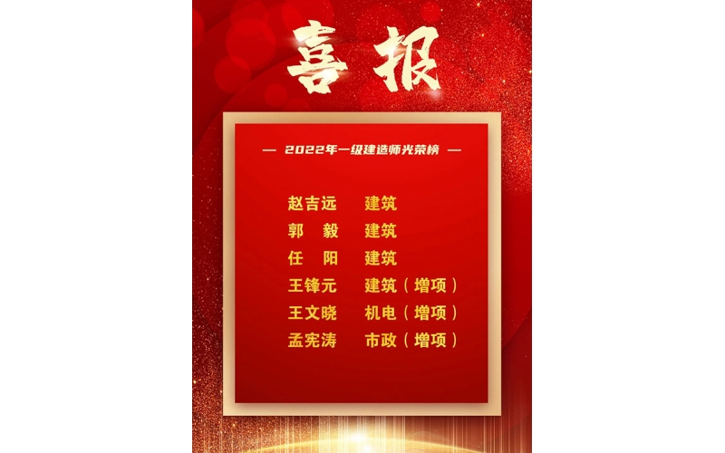 喜報(bào) - 熱烈祝賀天華實(shí)業(yè)集團(tuán)六名員工通過(guò)全國(guó)一級(jí)建造師執(zhí)業(yè)資格考試